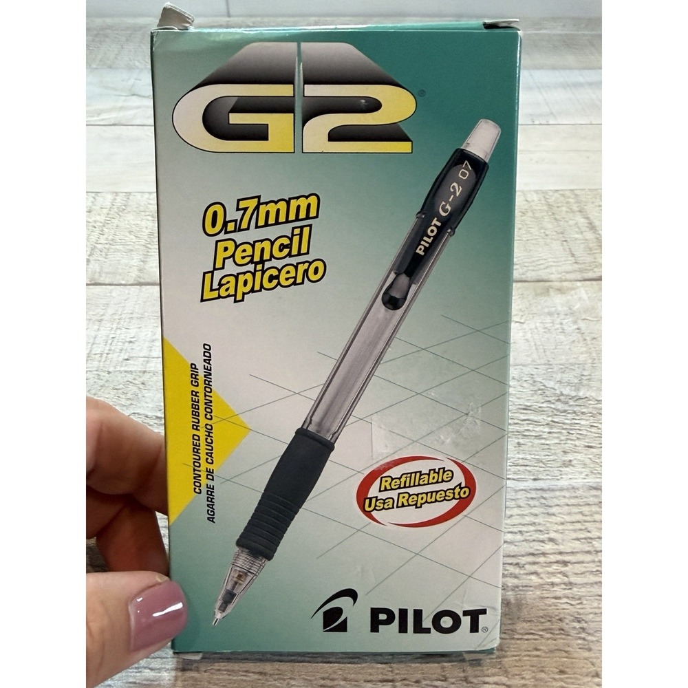 Pilot G2 Mechanical Pencils 0.7mm Black Rubber Grip Box of 8 Made in Japan